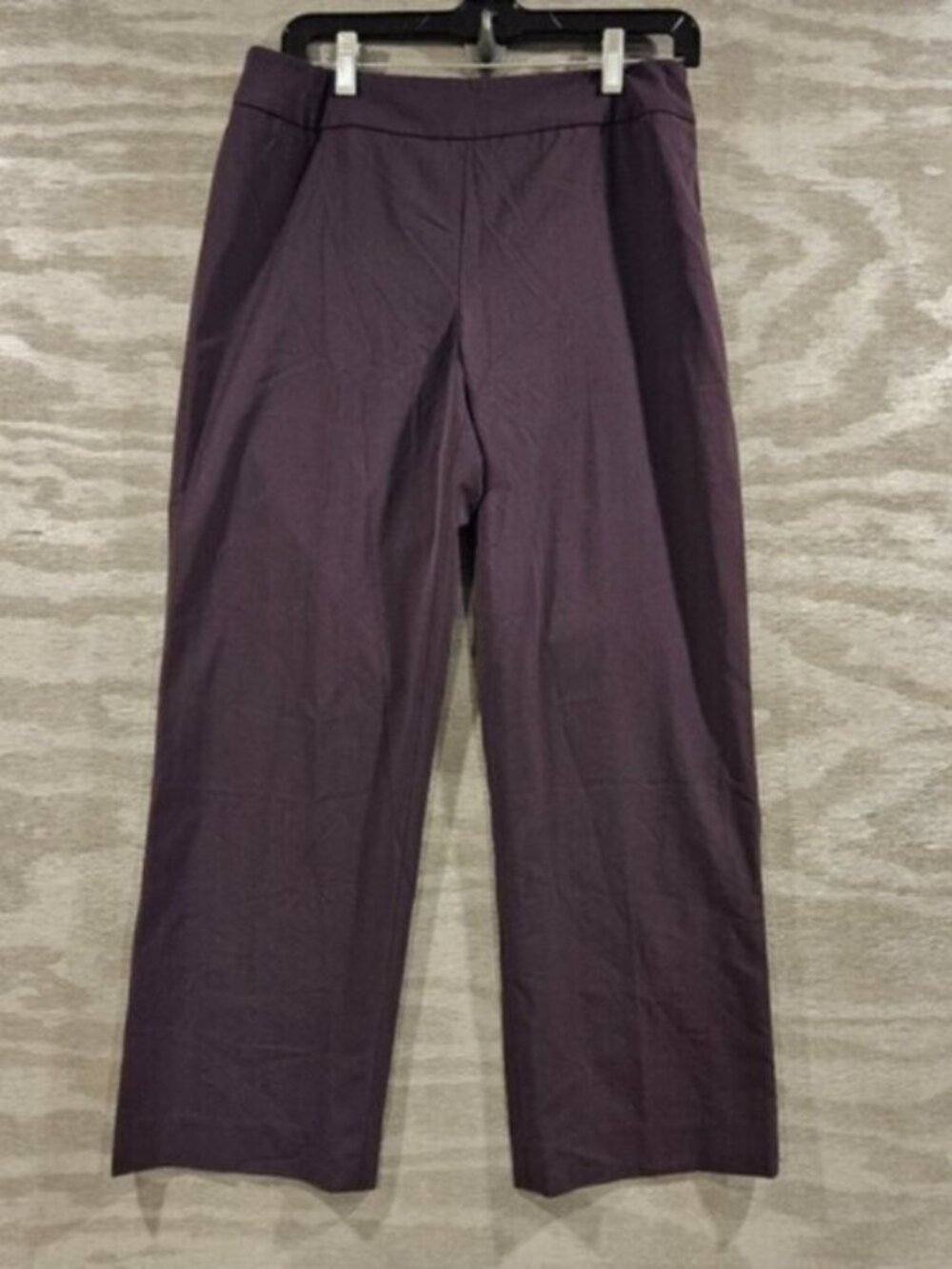 Peace Of Cloth SZ 8 Eggplant Flat Front Wide Leg Side Zip Cropped Urban Pants